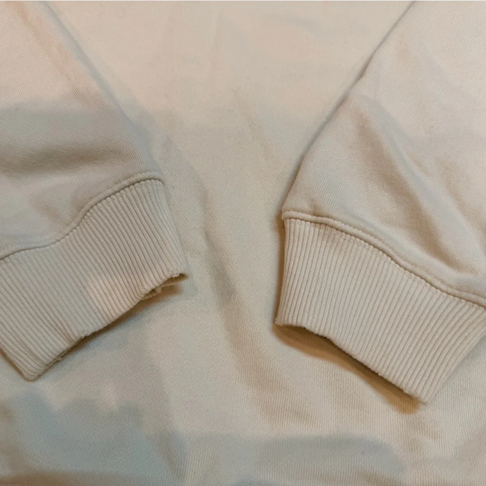 Aerie Love This Moment Cream Ivory Hoodie Sweatshirt Cropped Distressed Hem S - Picture 10 of 12